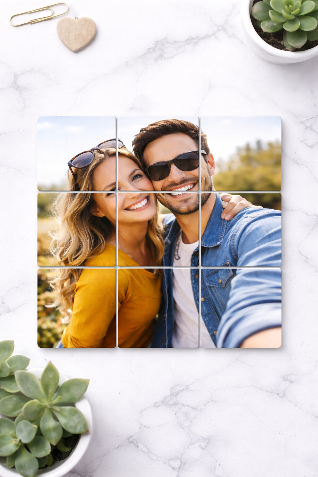 9-Piece Custom Photo Magnet Puzzle (2.5″ Squares)
